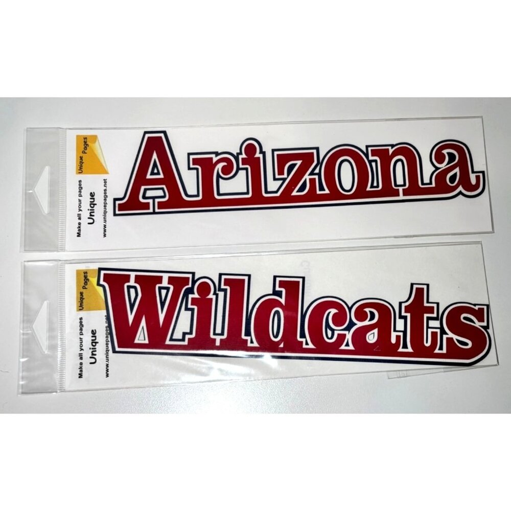 Arizona & Wildcats Sticker Decals Set Unique Paper Red & White Durable Vinyl
